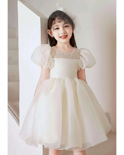 Charming Girls' Princess Ball Gown with Elegant Beading and Bow for Birthday Parties and Performances