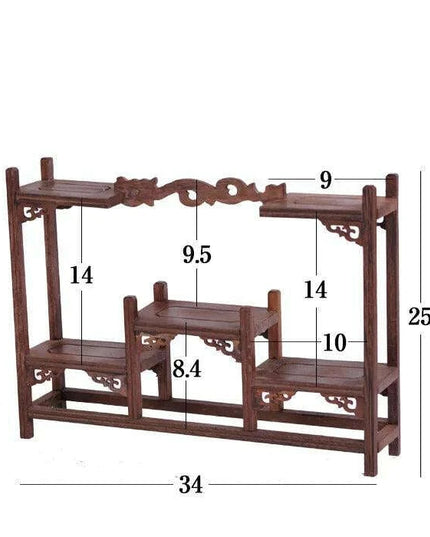 Handcrafted Wooden Display Stand for the Traditional Kung Fu Tea Ceremony