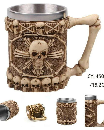 Skull Viking Pirate Tankard: Resin Steel Drinking Vessel & Decor Accent