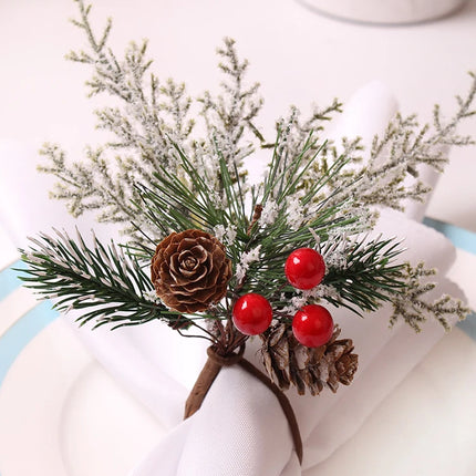 4PCS Christmas Cedrus Table Napkin Ring, Jute Lace Napkin Buckle,Crafts Holder Handmade Party Dinner New Year Decor 4pcs-christmas-cedrus-table-napkin-ring-jute-lace-napkin-buckle-crafts-holder-handmade-party-dinner-new-year-decor