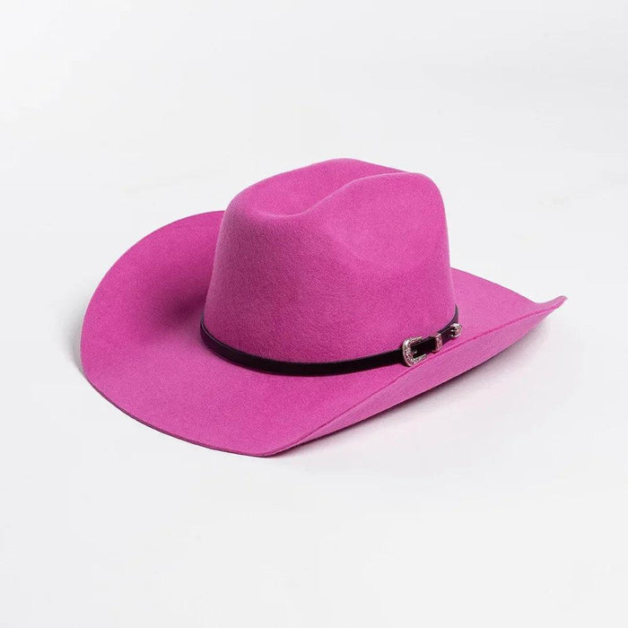 Stylish Women's Wide Brim Wool Cowboy Hat with Buckle Accent - Fall/Winter Collection (M/L Size)