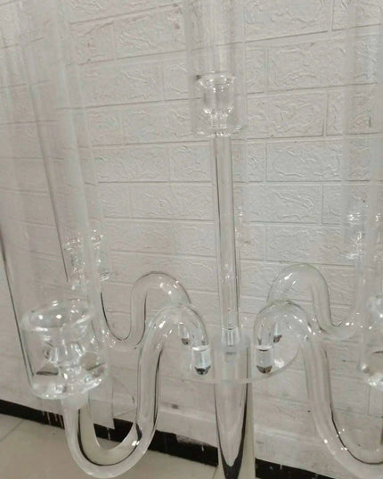 Elegant 5-Arm Transparent Acrylic Candelabra Holders for Stunning Event Decor