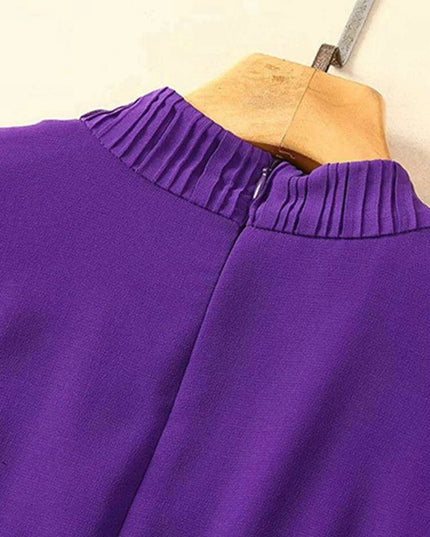 Evening Dress with Lantern Sleeves and Stand Collar for Women