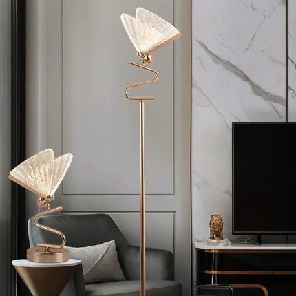 Butterfly Iron Art Lamp — Table & Floor, Luxury Crystal Design