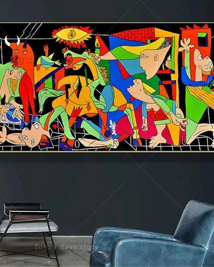 Customizable Waterproof Picasso-Inspired Large Abstract Canvas Artwork
