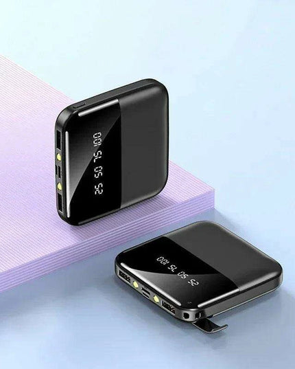 Ultra-Portable 50000mAh Power Bank with LED Mirror Display and Dual USB Ports - Perfect for On-the-Go Charging