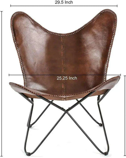 Vintage Brown Leather Butterfly Chair - Stylish Versatile Seating Addition