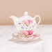 Porcelain Teapot Teacup Saucer Set - Shabby Chic Design