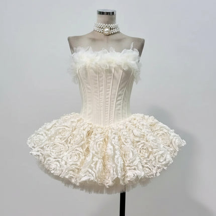 Women’s 2026 Floral Tulle Corset Ballet Dress Strapless Tiered Ruffle Lace-Up Spring Summer Beach Party Evening Dress women-s-2026-floral-tulle-corset-ballet-dress-strapless-tiered-ruffle-lace-up-spring-summer-beach-party-evening-dress