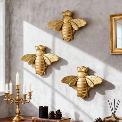 Shop1105298242 Golden Bee Insect Wall Art Set - High-End Home Decor