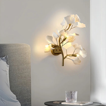 Luxury Gold Ginkgo Leaf LED Wall Sconce
