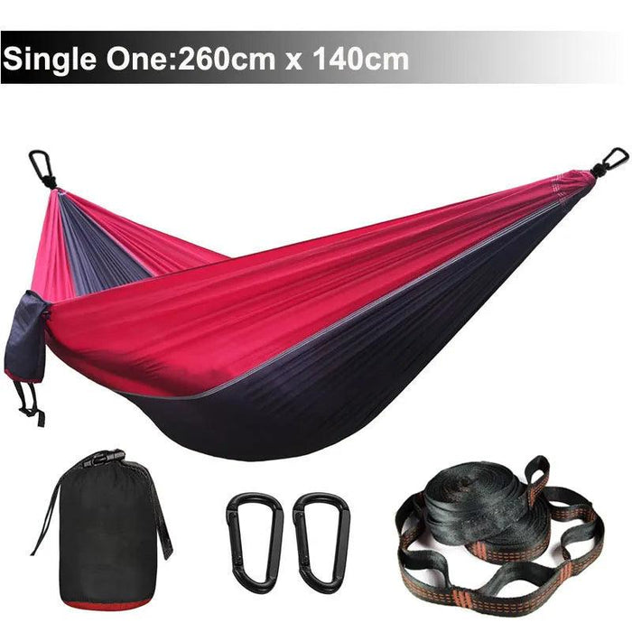 Hammock with Tree Straps | Parachute Nylon | Carabiners | Camping