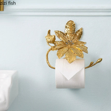 Copper Leaf Wall-Mounted Tissue & Napkin Holder