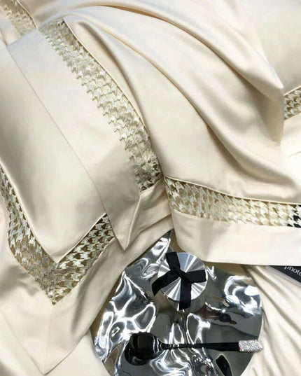 Exquisite Houndstooth Egyptian Cotton Luxury Bedding Collection - Duvet Cover, Sheets & Pillowcases, 100S Quality