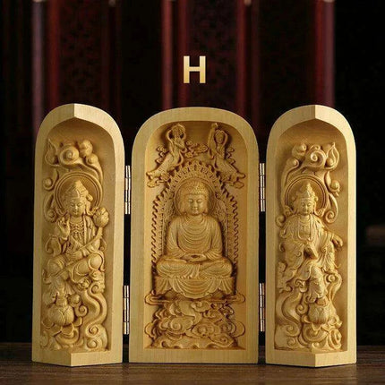 Exquisite Boxwood Carving of Thousand-Handed Guanyin with Elegant Packaging