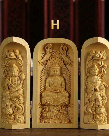 Exquisite Boxwood Carving of Thousand-Handed Guanyin with Elegant Packaging