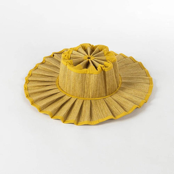 Chic and Practical Foldable Straw Sun Hat with Stylish Belt - Large Brim UV Protection for Outdoor Adventures