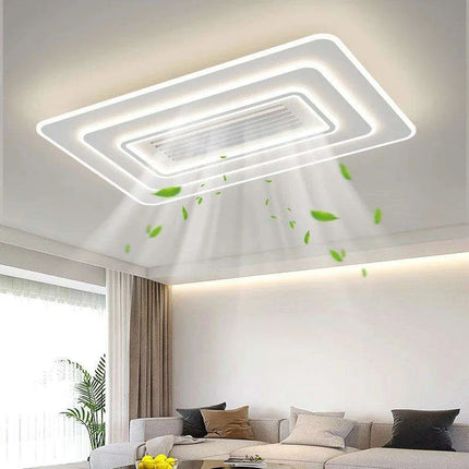 Sleek Bladeless Ceiling Fan with Integrated LED Lighting and Remote Control - Stylish Home Enhancement Solution
