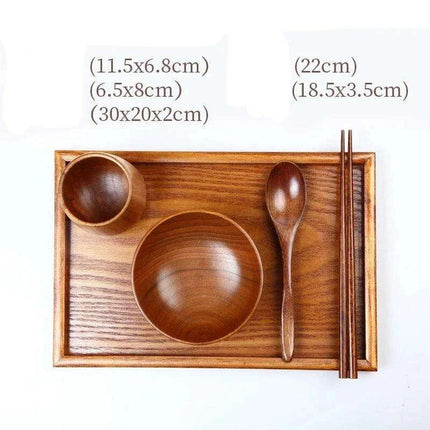 Deluxe Japanese Wooden Dining Set for Kids