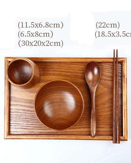 Deluxe Japanese Wooden Dining Set for Kids