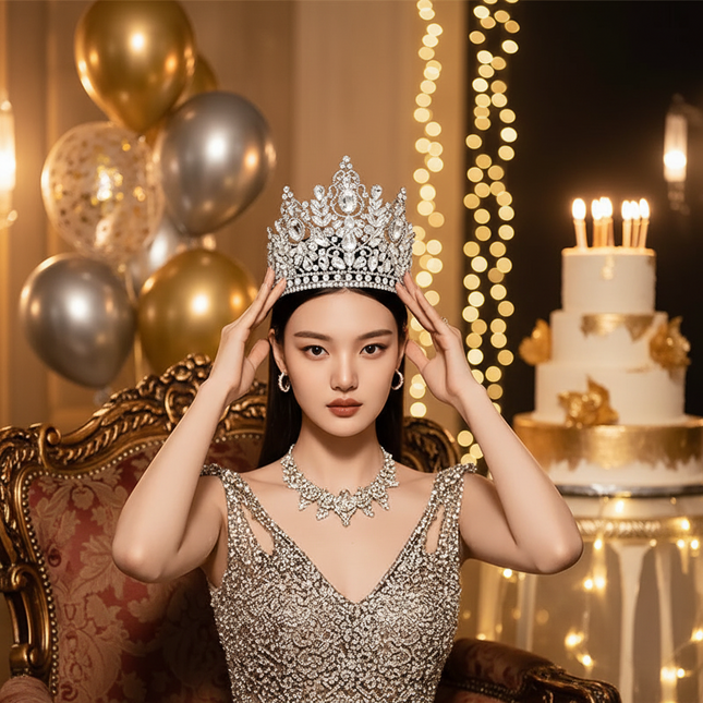 Luxury Rhinestone Tiara Crown – Bridal & Prom Hair Accessory