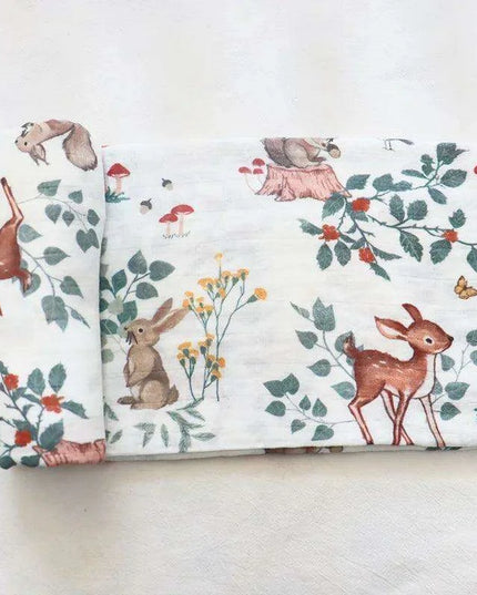 Bamboo Cotton Muslin Baby Swaddle Blanket - Adorable Animal Print for Cozy Comfort