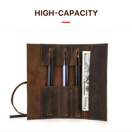 Luxury Leather Pen Organizer with Detachable Tray - Stylish Office & School Accessory