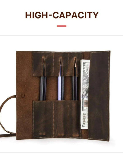 Luxury Leather Pen Organizer with Detachable Tray - Stylish Office & School Accessory