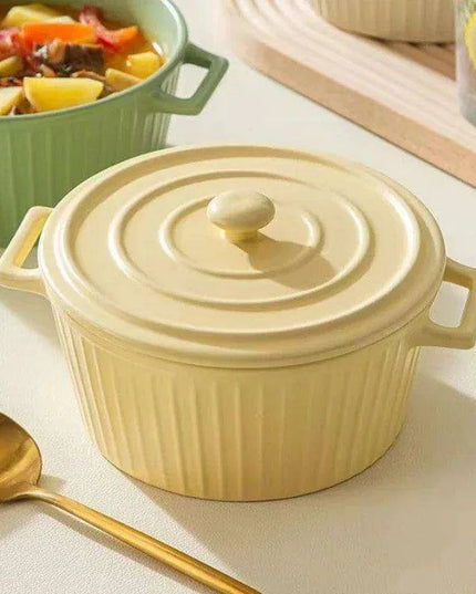 Elegant Heat-Insulating Ceramic Soup Bowl with Lid - Ideal for Ramen and Hearty Dishes