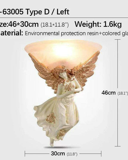 Elegant Nordic Angel LED Wall Lamp - Vintage Resin Sconce for Home Elegance