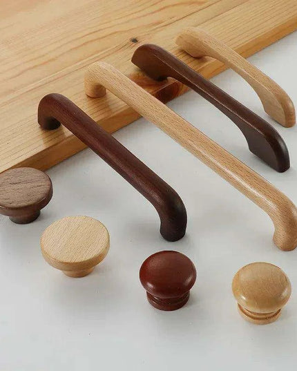 Chic Wooden Cabinet Knobs - Distinctive Walnut & Beech Drawer Handles for Elegant Home Interiors