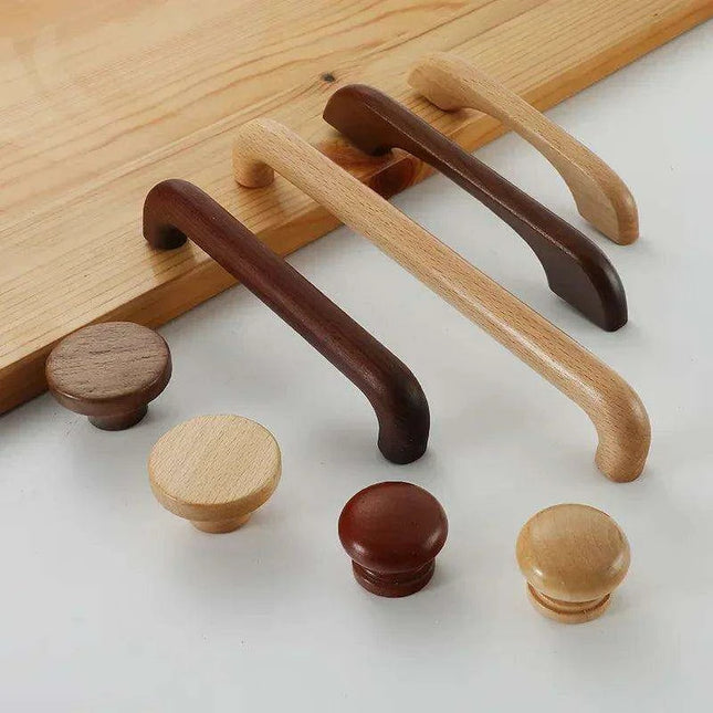 Chic Wooden Cabinet Knobs - Distinctive Walnut & Beech Drawer Handles for Elegant Home Interiors