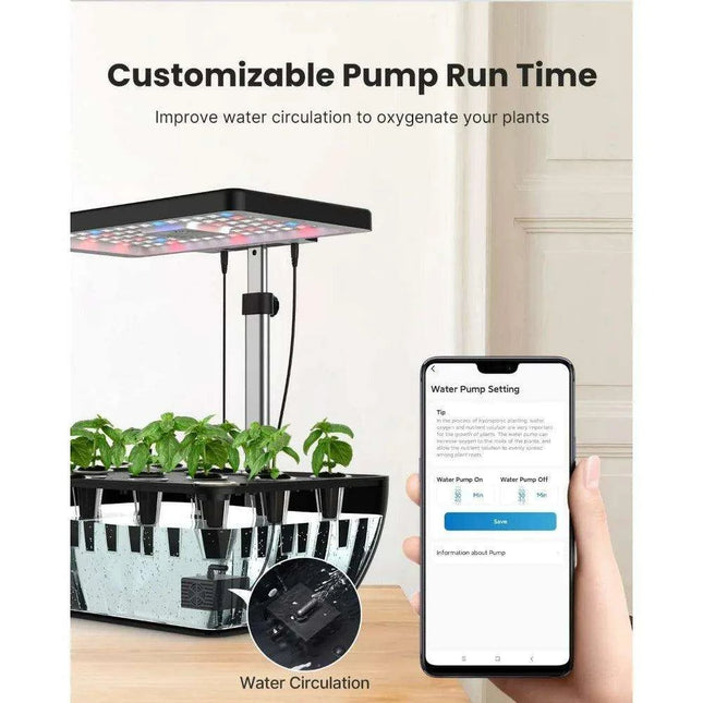 WiFi-Enabled Smart Hydroponic Growing System with Enhanced Water Capacity and App Control