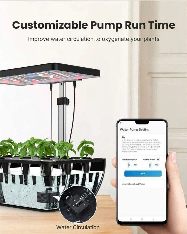 WiFi-Enabled Smart Hydroponic Growing System with Enhanced Water Capacity and App Control
