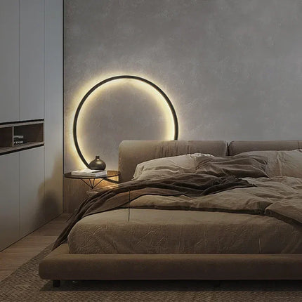 Nordic Round Ring LED Wall Sconce — USB & AC, Black or Gold, D30–D120cm | Très Élite