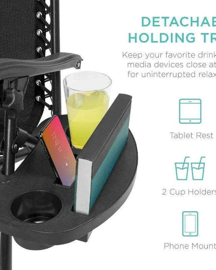 Luxury Zero Gravity Lounge Chairs Set with Accessories in Elegant Black