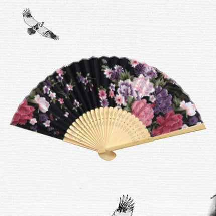 Elegant Vintage Chinese Silk Bamboo Folding Fan with Unique Designs