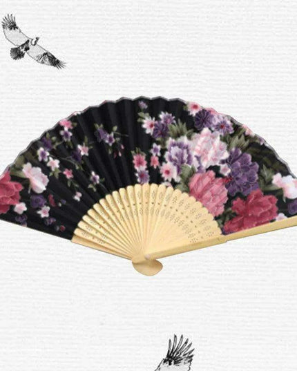 Elegant Vintage Chinese Silk Bamboo Folding Fan with Unique Designs
