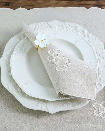 Elegant Floral Cotton Napkins - Set of 6 Handmade for Upscale Dining Experience