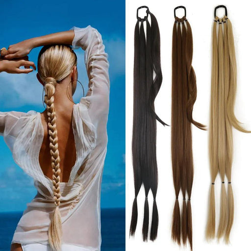 Boxing Braids Ponytail Extension Kit - High Temp Fiber Hair Rope in Black & Brown