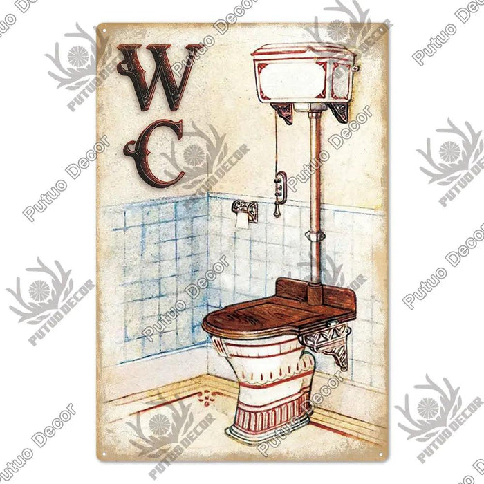 Vintage Charm Toilet Wall Art for Quirky Bathroom Decor