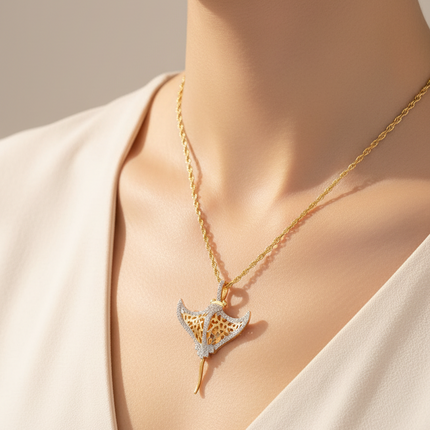 Evoke Jewelry Two-Color Devilfish Pendant Necklace in Copper, Casual S Necklaces creative-two-color-devilfish-pendant-necklace-made-of-copper-batfish-necklace-suitable-for-daily-casual-and-ocean-style-outfits Jewellery & Accessories›Necklaces & Pendants