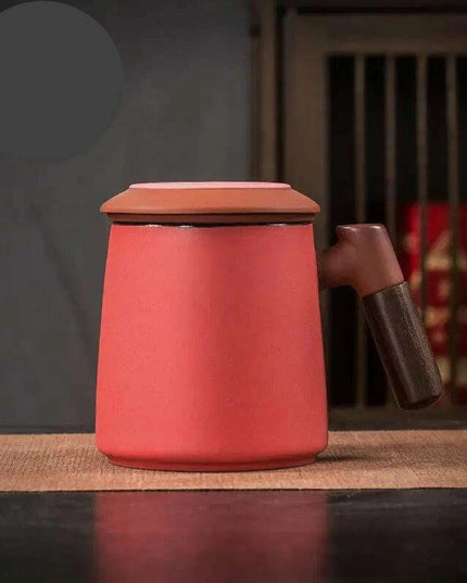 Sophisticated Purple Clay Travel Tea Mug Set with Infuser and Lid - 400ml for Office and Leisure