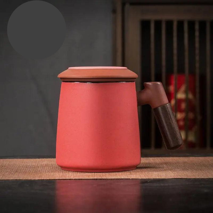 Sophisticated Purple Clay Travel Tea Mug Set with Infuser and Lid - 400ml for Office and Leisure