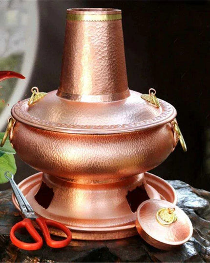 Retro Copper Charcoal Hot Pot - Premium Handcrafted Cooking Vessel