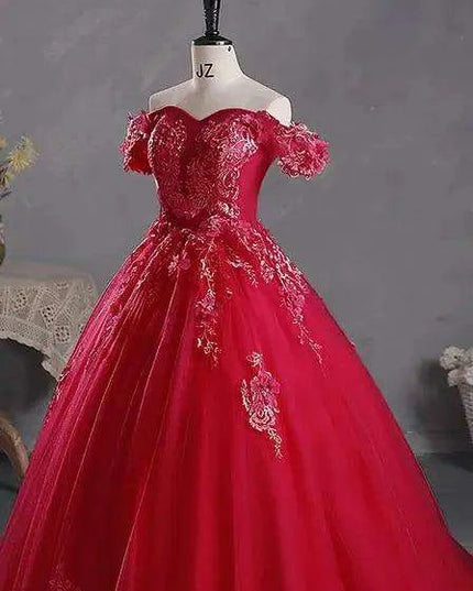 Stunning Off-The-Shoulder Cerulean Quinceanera Ball Gown with Graceful Lace Details and Dramatic Train