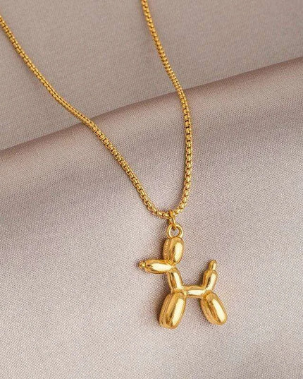 Playful Poodle Balloon Dog Pendant Necklace - Unique Clavicle Chain Jewelry Gift for Dog Enthusiasts
