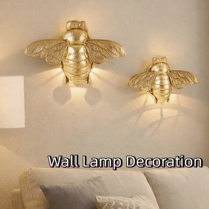 3D Handcrafted Golden Bee Wall Sculpture – Resin Wall Art