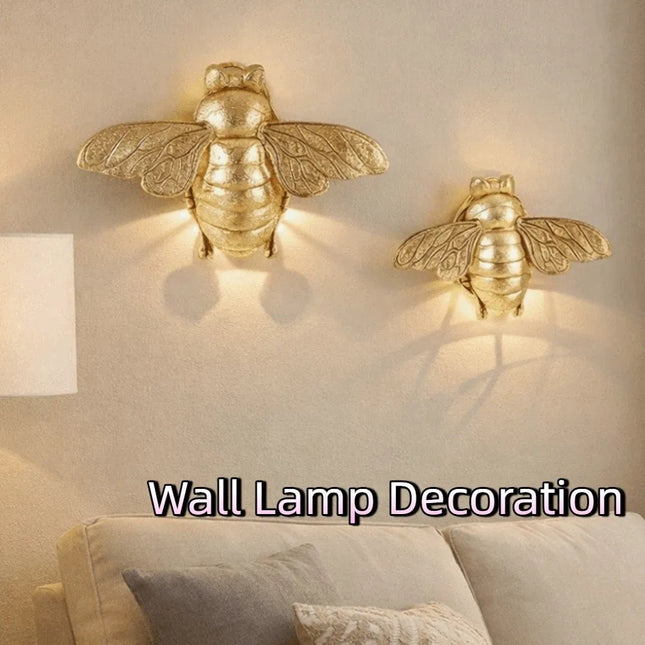 3D Handcrafted Golden Bee Wall Sculpture – Resin Wall Art