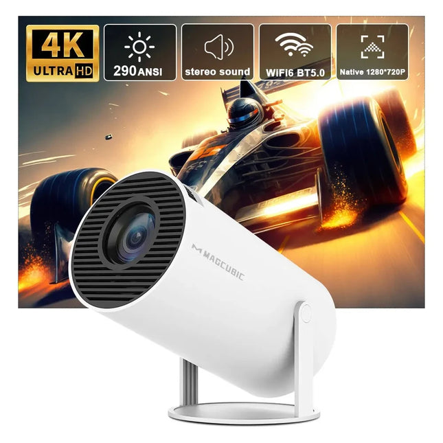 Compact Smart Projector, 4K Support, WiFi 6 & Bluetooth